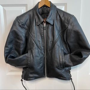 Interstate Leather Women's Xena Braided Black Leather Jacket Size S